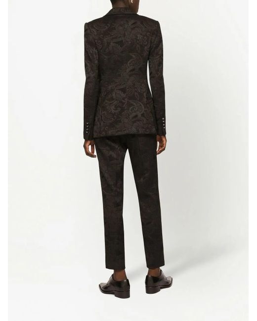 Dolce & Gabbana Black Jacquard High-Waist Trousers