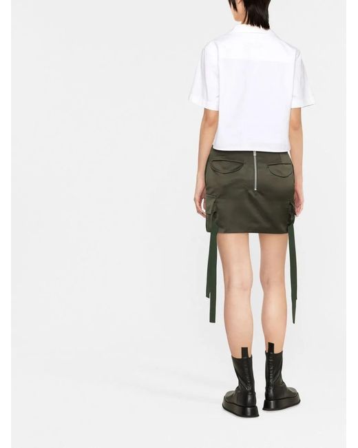 MARINE SERRE White Regenerated Household Crop Shirt