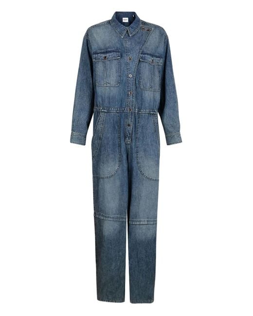 Isabel Marant Blue Button-Fastening Denim Jumpsuit