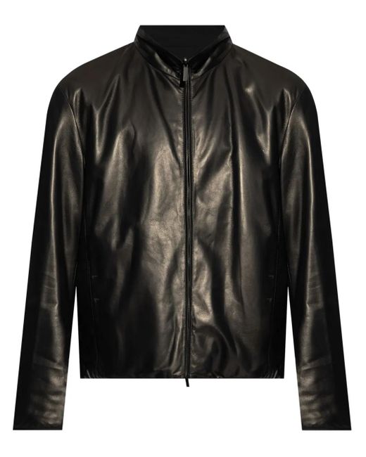 Giorgio Armani Black Reversible Leather Jacket for men