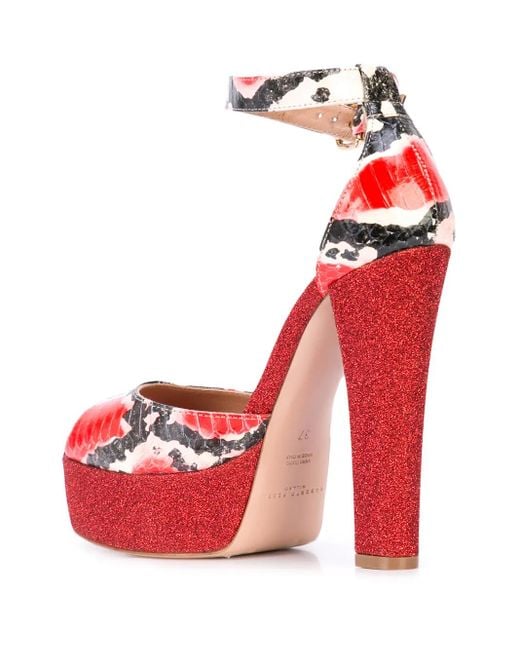 Madison Maison Red Snakeskin Effect Platform Sandals