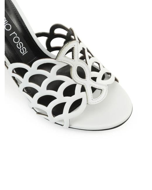 Sergio Rossi White Sr Mermaid 90Mm Leather Mules
