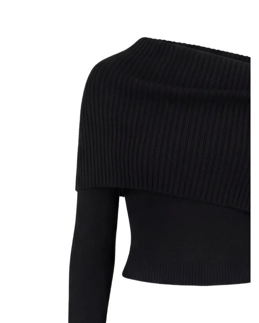 Monse Black Fold-Over Backless Sweater