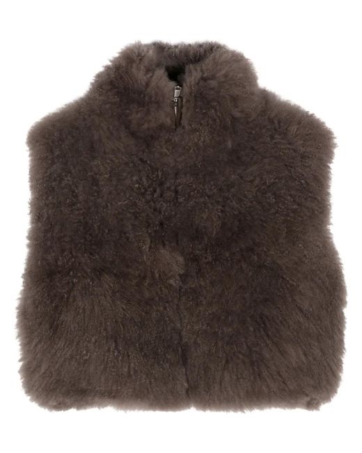 Liska Brown Fur-Design Cashmere Gilet