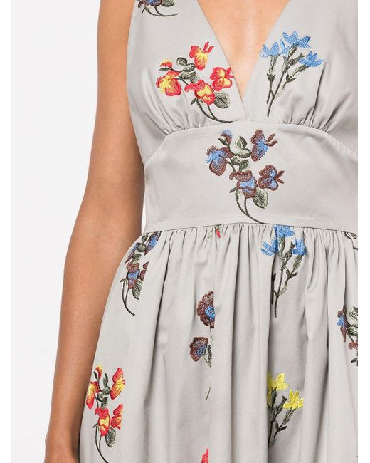 Silvia Tcherassi White Dorotea Floral-embroidered Dress