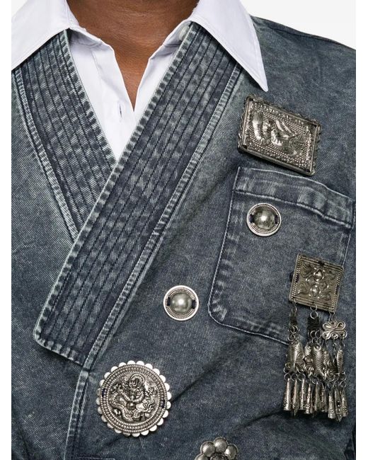 Hui Milano Blue Embellished Denim Jacket