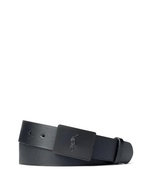 Polo Ralph Lauren Blue Pony-Plaque Leather Belt for men