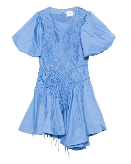 Aje. Blue Wisteria Puff-Sleeve Mini Dress