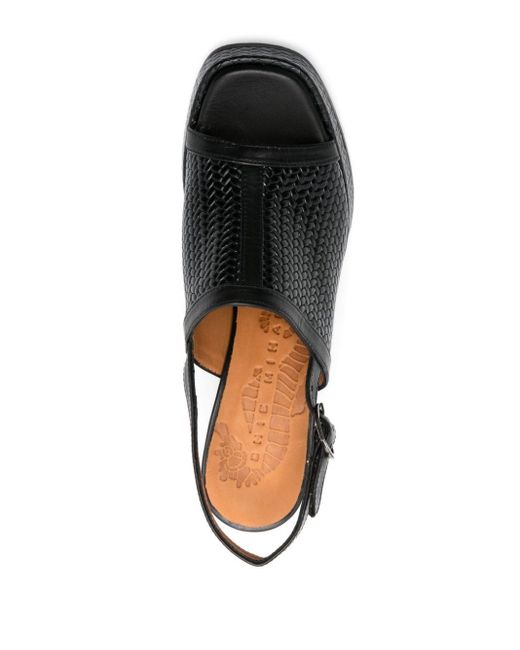 Chie Mihara Black 85mm Zimi Interwoven Leather Sandals