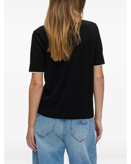 Karl Lagerfeld Black Merino-Wool Polo Shirt