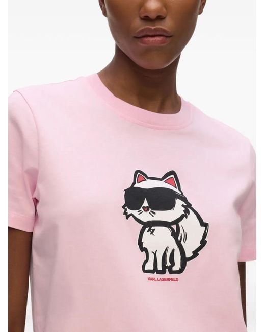 Karl Lagerfeld Pink Ikon Choupette T-Shirt