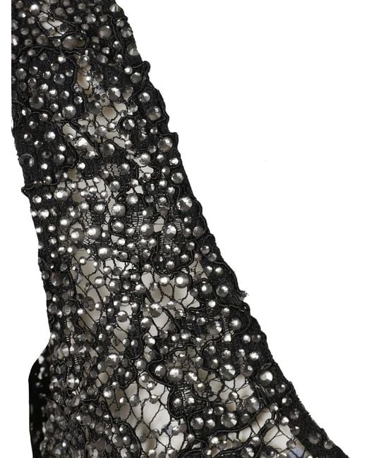 The New Arrivals Ilkyaz Ozel Black Crystal-Embellished Lace Maxi Dress