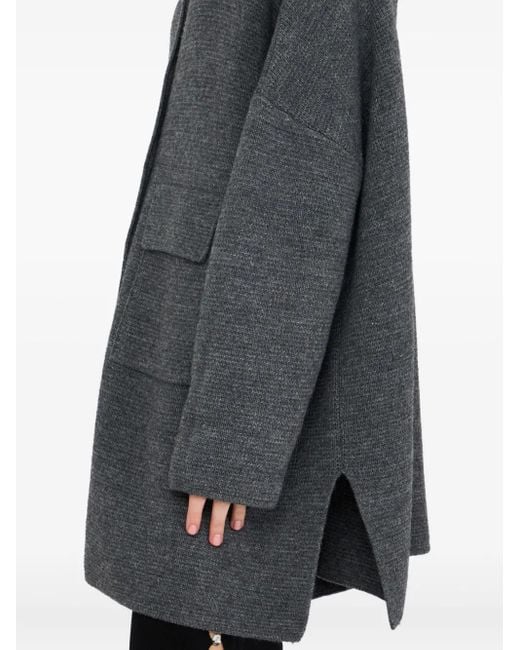 Liu Jo Gray Rhinestone-embellished Knit Coat