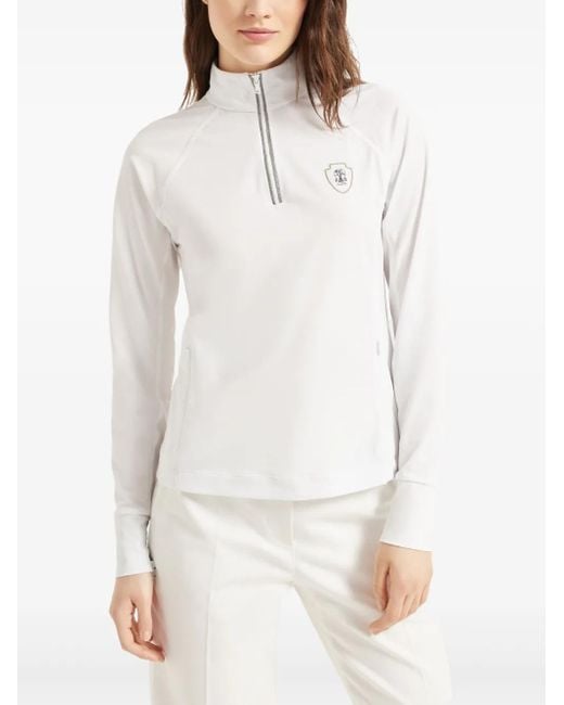 Brunello Cucinelli White Logo-Patch Jersey