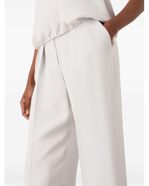 Pantalon en soie à taille haute Giorgio Armani en coloris White