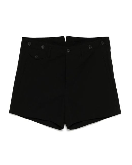 Yohji Yamamoto Black Drop-Crotch Shorts for men