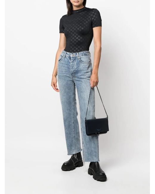 Zadig & Voltaire Blue Grained Wings-Patch Bag