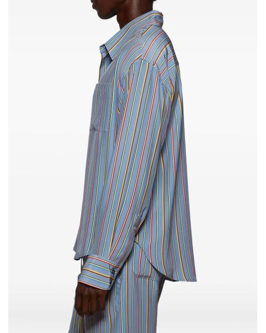 Camicia A Righe Jacquard di The Elder Statesman in Blue da Uomo