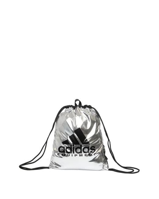 Adidas White Drawstring-Fastening Backpack