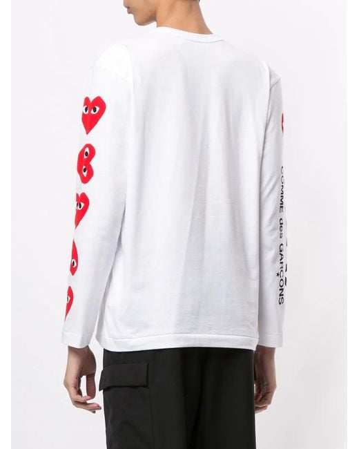 COMME DES GARÇONS PLAY White Almond-Eye Long-Sleeved T-Shirt for men
