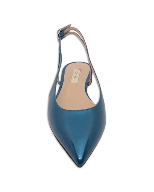 Casadei Blue Pointed-Toe Slingback Ballet Flats