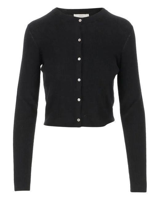 Vince Black Round-Neck Cardigan