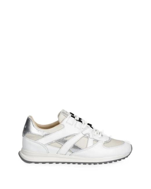 Furla White Retro Metallic-Effect Panelled Sneakers