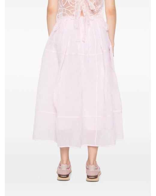 CECILIE BAHNSEN Pink Papillon Matelassé Maxi Skirt