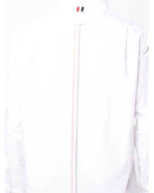 Thom Browne White Logo-Applique Cotton Shirt for men