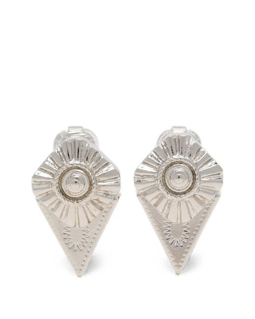 Toga White Embossed-Detail Drop Earrings