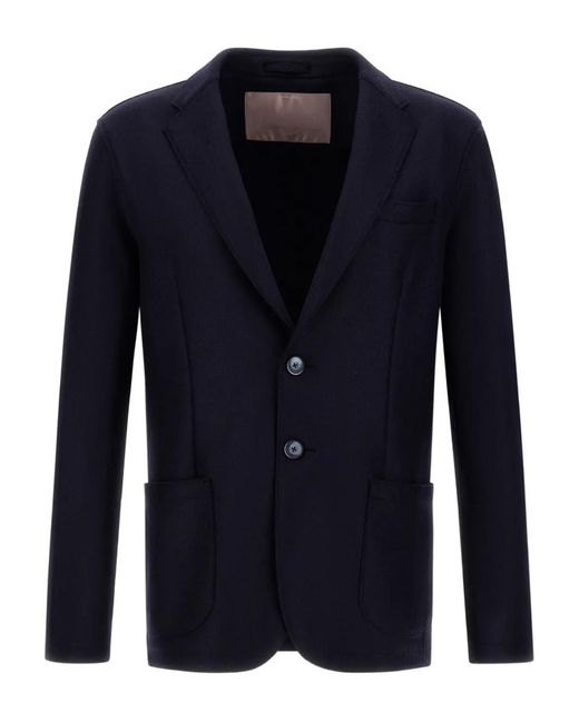 Herno Blue Single-Breasted Patch-Pocket Blazer for men