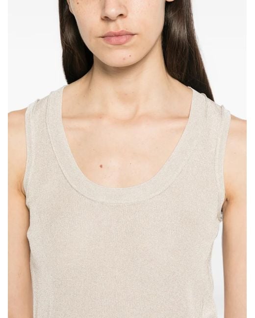 Nenette White Metallic-Effect Tank Top