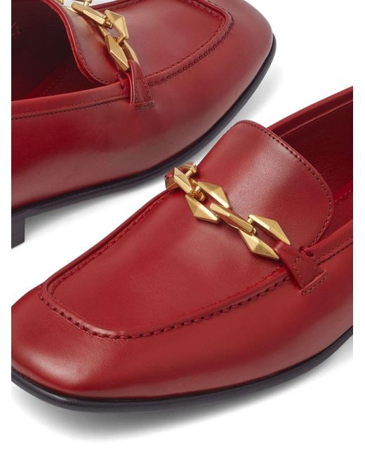 Jimmy Choo Red Diamond Tilda Leather Loafers