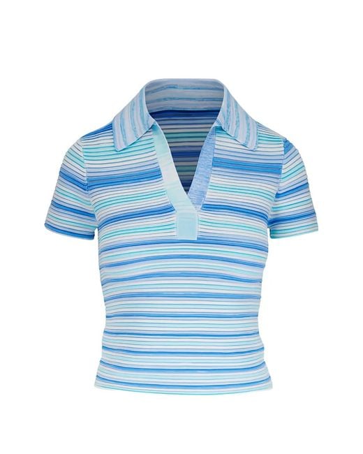 Jonathan Simkhai Blue Paxton Striped Knit T-Shirt