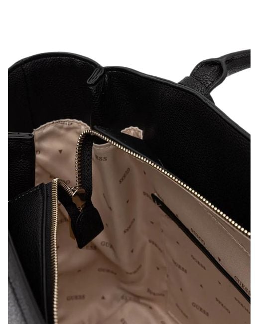 Guess Black Lindsey Logo-Plaque Tote Bag
