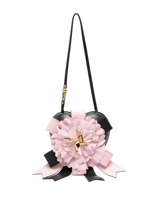 Moschino Pink Bow-detailed Heart-shape Shoulder Bag