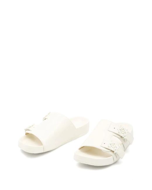 Loewe White Ease Leather Double-Strap Slides