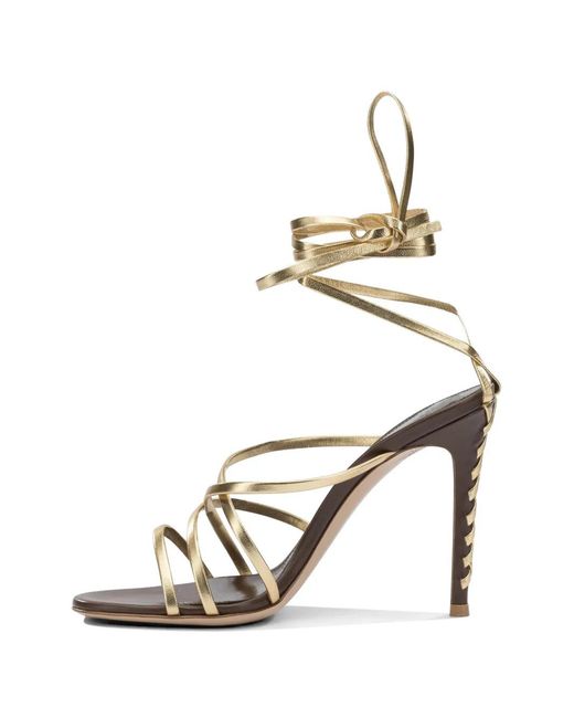 Gianvito Rossi Metallic Lace-Up Stiletto-Heel Sandals