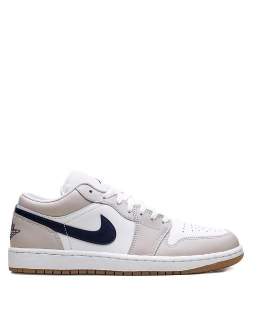 Nike White Jordan 1 Low "Midnight/Neutral" Sneakers for men