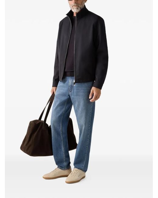 Zegna Blue Zip-Up Jacket for men