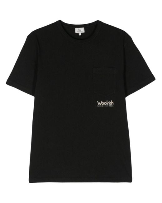 Camiseta con logo en relieve Woolrich de hombre de color Black