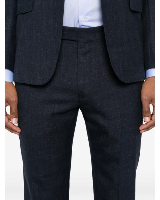 Zegna Blue Manteau À Simple Boutonnage Et Poches Plaquées for men