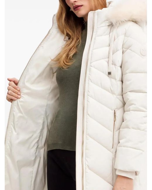 Morgan White Quilted Hood Coat