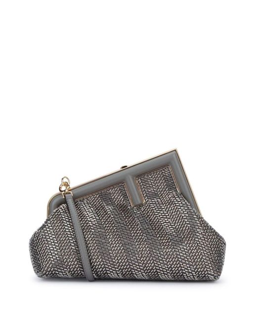 Fendi Gray First Clutch