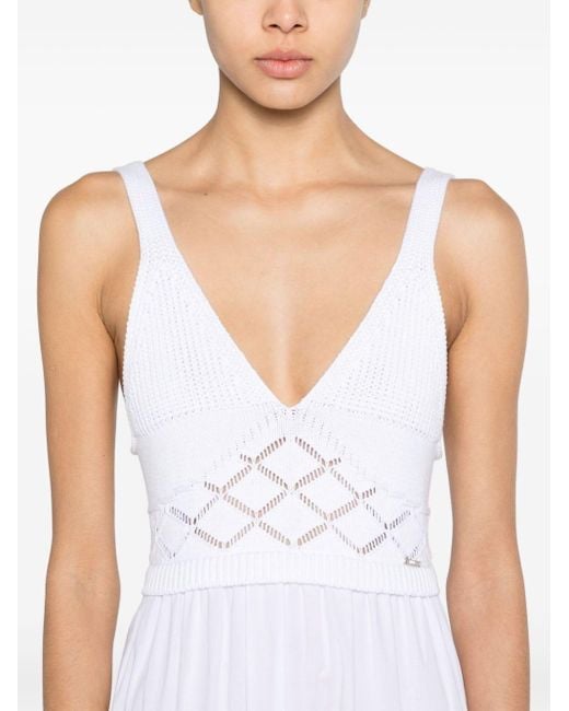 Liu Jo White Crochet-knit Cotton Maxi Dress