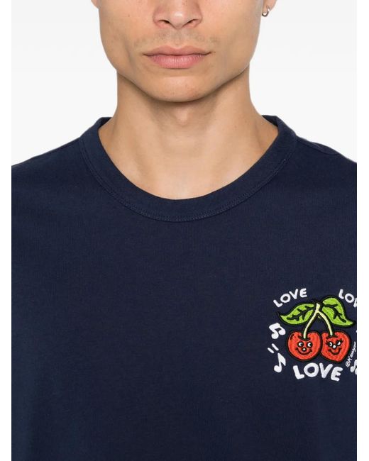 KENZO Blue Cherry-Patch T-Shirt for men