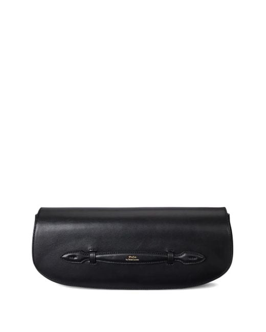 Polo Ralph Lauren Black Bellport Leather Curved Clutch Bag