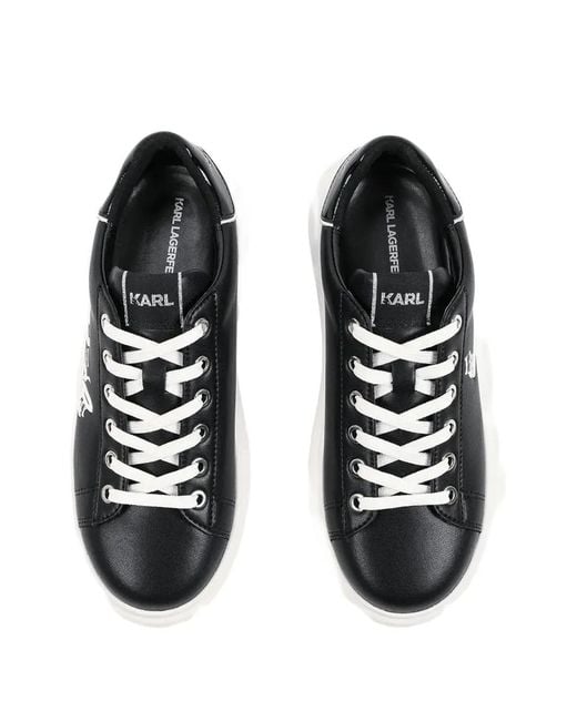 Karl Lagerfeld White Logo-Embroidered Platform Sneakers