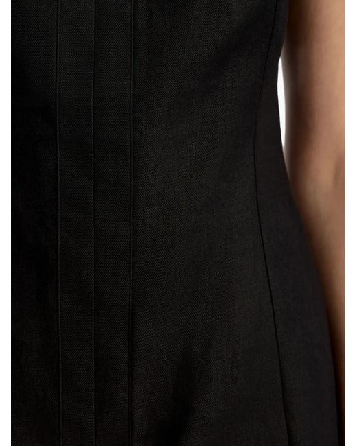 12 STOREEZ Black Square-Neck Linen Mini Dress