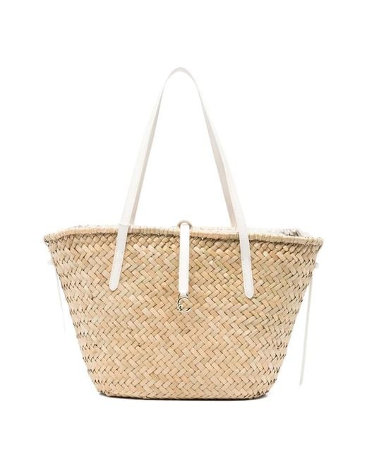 Coccinelle Natural Woven Drawstring Shoulder Bag
